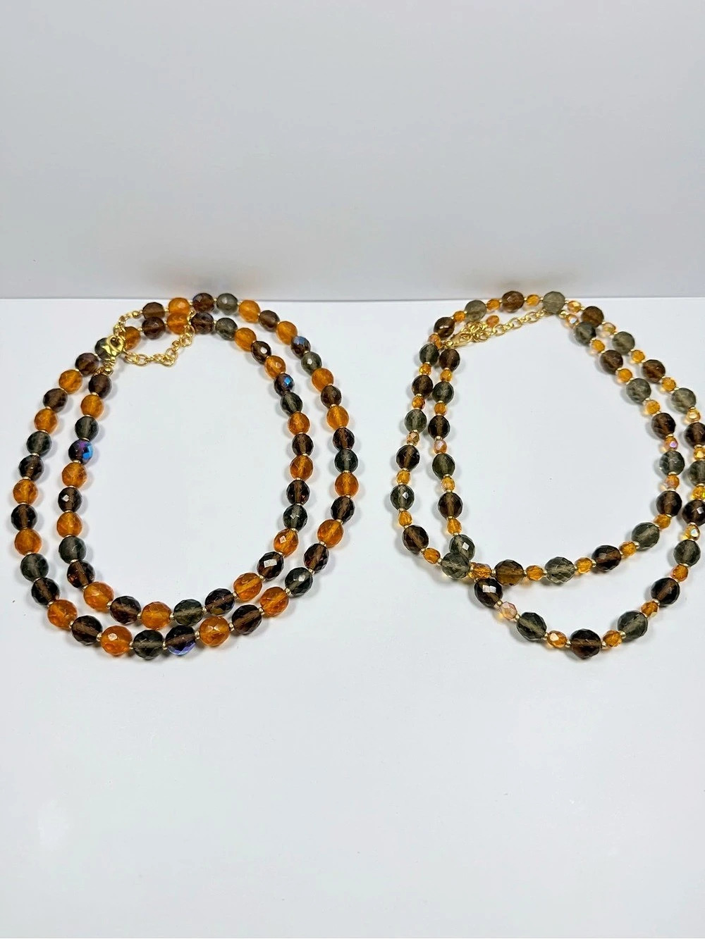 (2) Joan Rivers Classics Collection Beaded Necklace Set Brown & Black